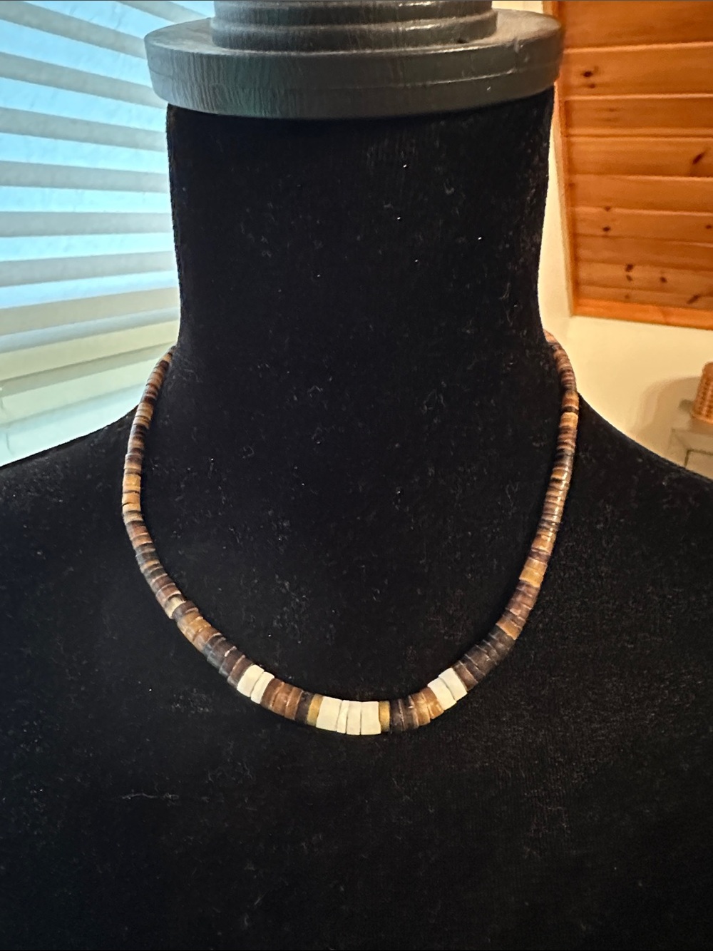 Brown and Cream Beaded Men's/Women's Necklace